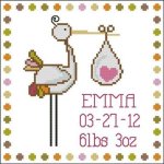 (image for) Stork Baby Announcement Girl